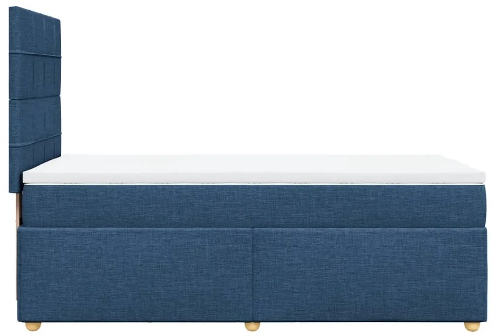 Cama com molas/colchão 80x200 cm tecido azul