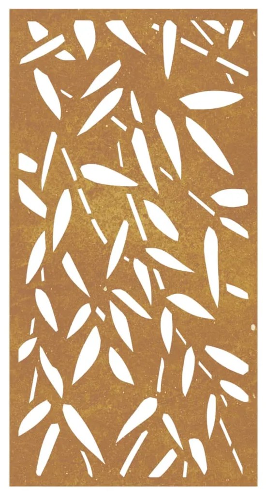 Decoração p/muro jardim 105x55cm aço corten design folhas bambu