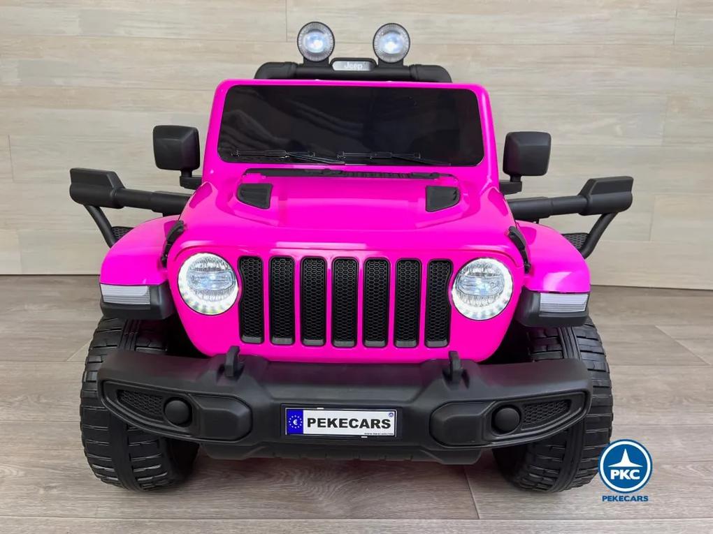 Carro eletrico crianças Jeep Wrangler Rubicon MP4 12V 2.4G Rosa