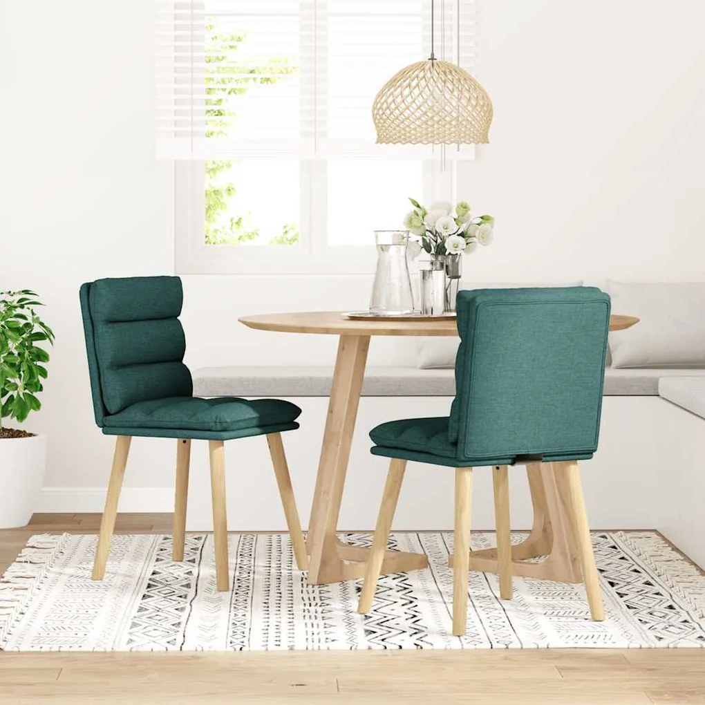 Cadeiras de jantar 2 pcs tecido verde-escuro