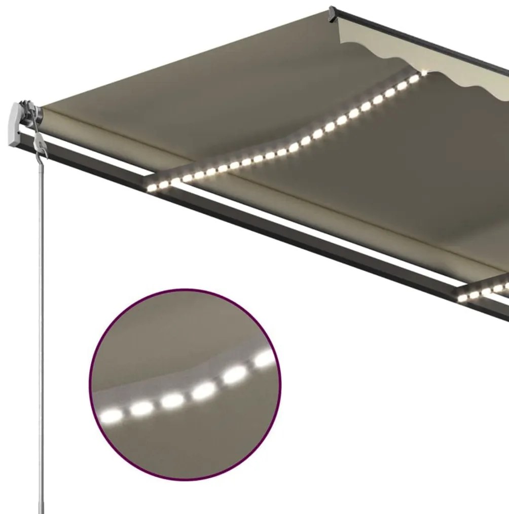 Toldo automático c/ LED e sensor de vento 3,5x2,5 m cor creme