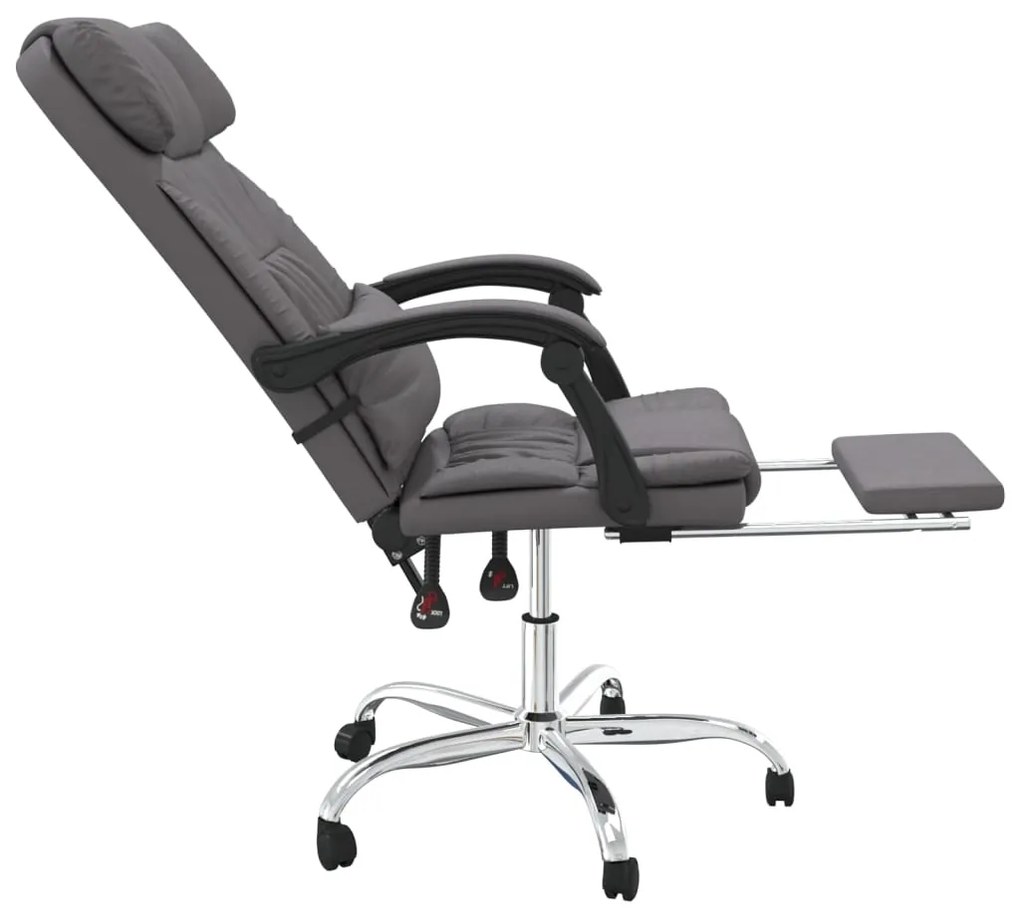 Cadeira massagens escritório reclinável couro artificial cinza
