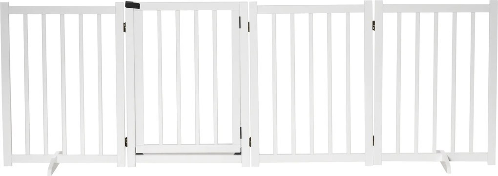 Barreira para Cães Dobrável Barreira para Cães Pequenos e Médios de 4 Painéis com Porta para Escadas e Corredores 237,5x36x80 cm Branco