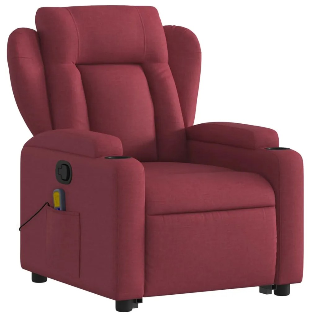 Poltrona de massagens reclin. elevatória tecido vermelho tinto