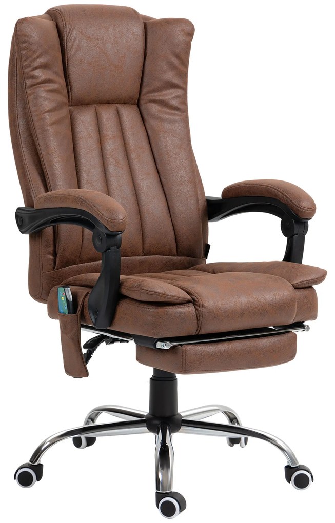 Vinsetto Cadeira de Massagem com 6 Pontos de Massagem com Função de Aquecimento Apoio para Pés e Comando à Distância Castanho | Aosom Portugal