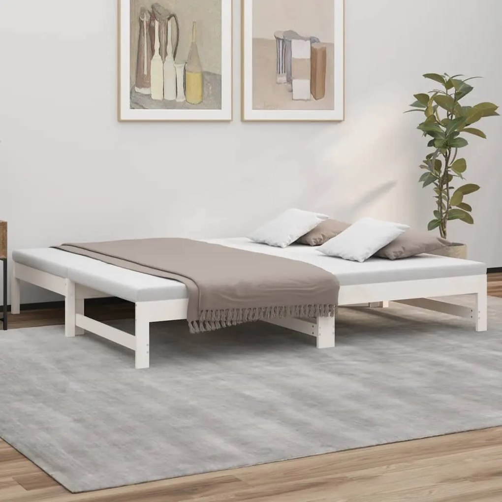 Estrutura sofá-cama de puxar 2x(90x190) cm pinho maciço branco