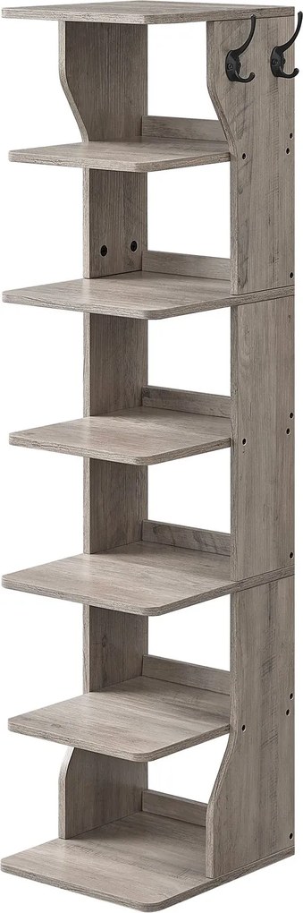 Sapateira estreita para sapatos com 7 prateleiras 30 x 26,4 x 110,4 cm cinza mesclado