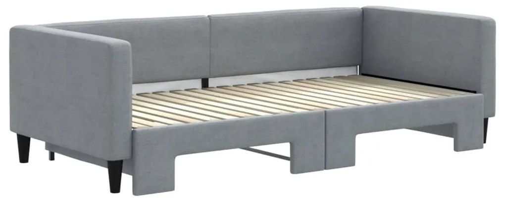 Sofá-cama com gavetão 90x190 cm tecido cinzento-claro