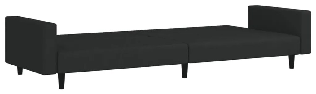 Sofá-cama de 2 lugares veludo preto