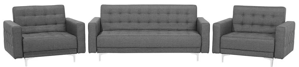 Conjunto de sofás reclináveis com 5 lugares em tecido cinzento claro ABERDEEN Beliani