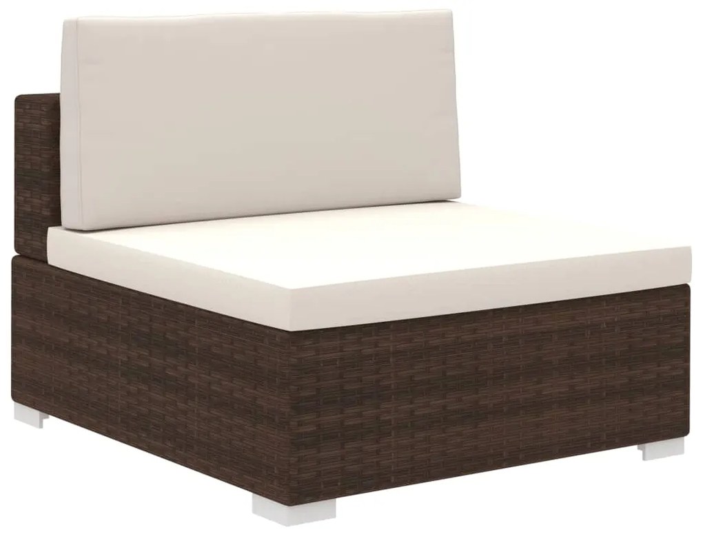 12 pcs conjunto lounge jardim c/ almofadões vime PE castanho