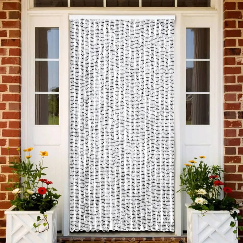 vidaXL Cortina anti-insetos 90x220 cm chenille cinzento claro e escuro