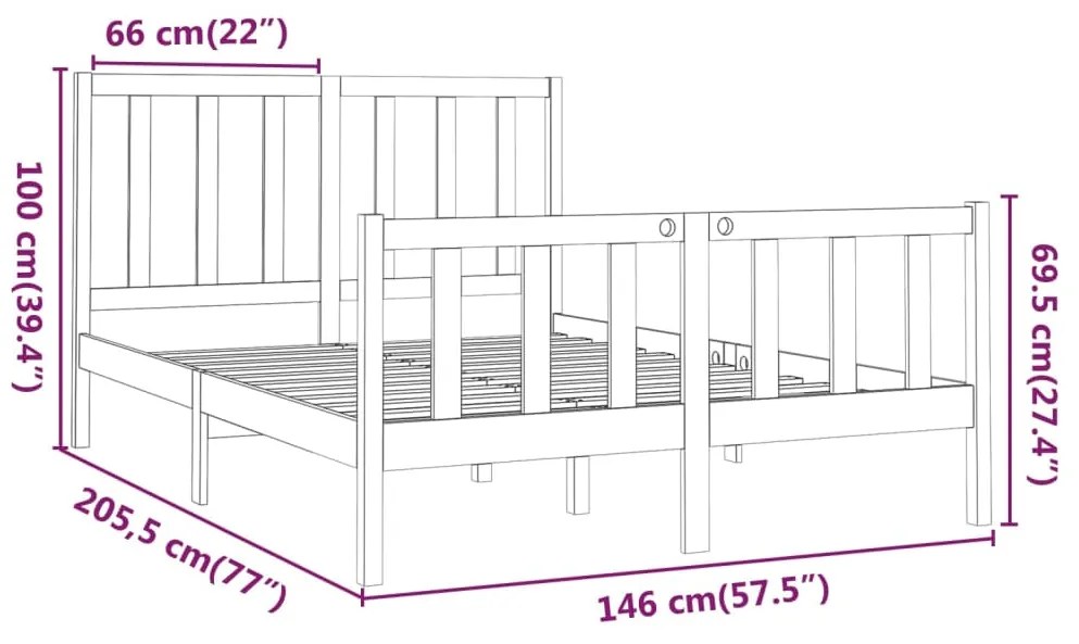 Estrutura de cama 140x200 cm pinho maciço