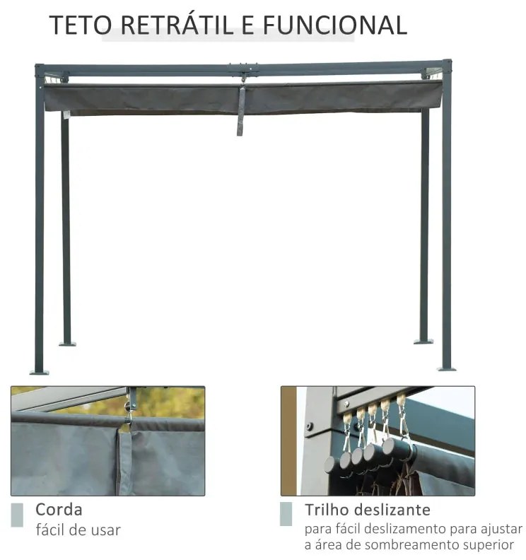 Pérgola com Toldo Retrátil - 3x2m