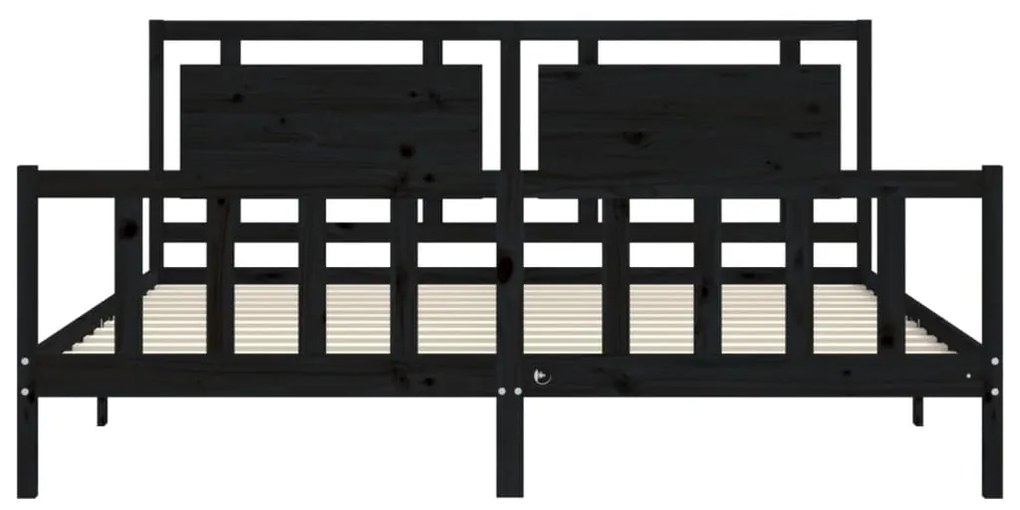 Estrutura de cama com cabeceira 200x200 cm madeira maciça preto