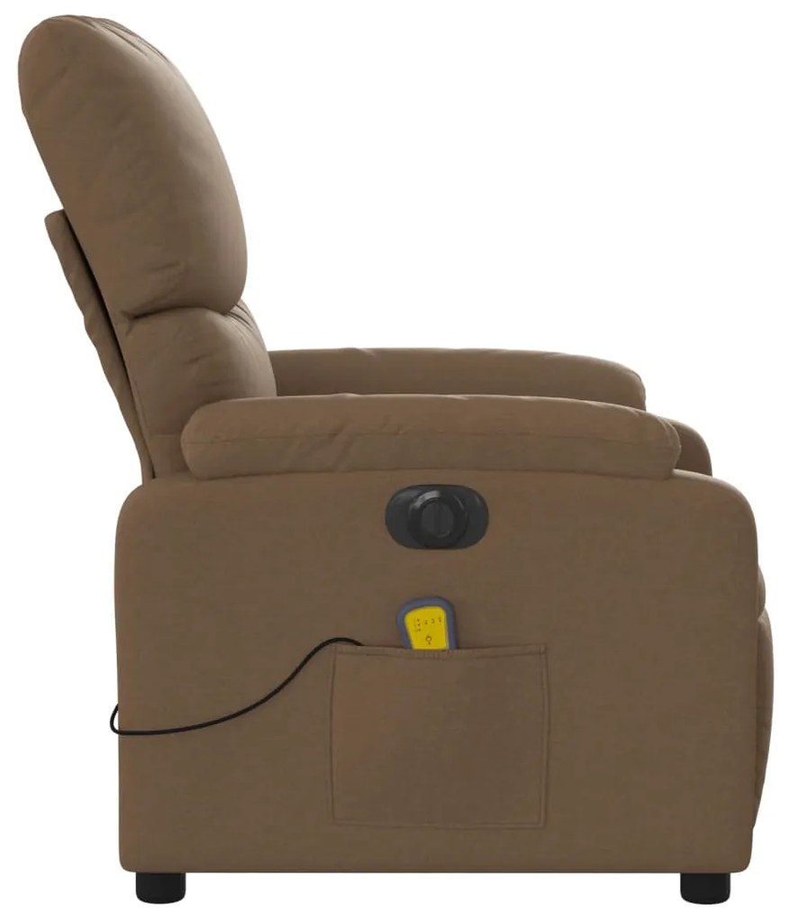 Poltrona de massagens reclinável elétrica tecido castanho