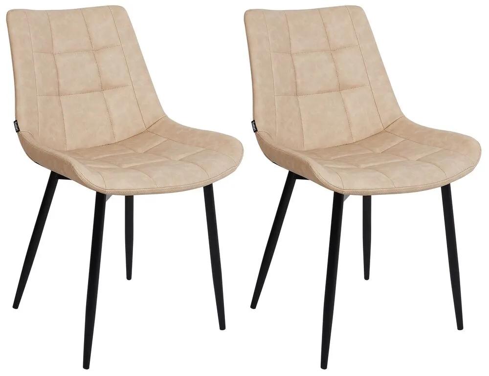 Conjunto de 2 cadeiras de jantar em pele sintética creme MELROSE II Beliani