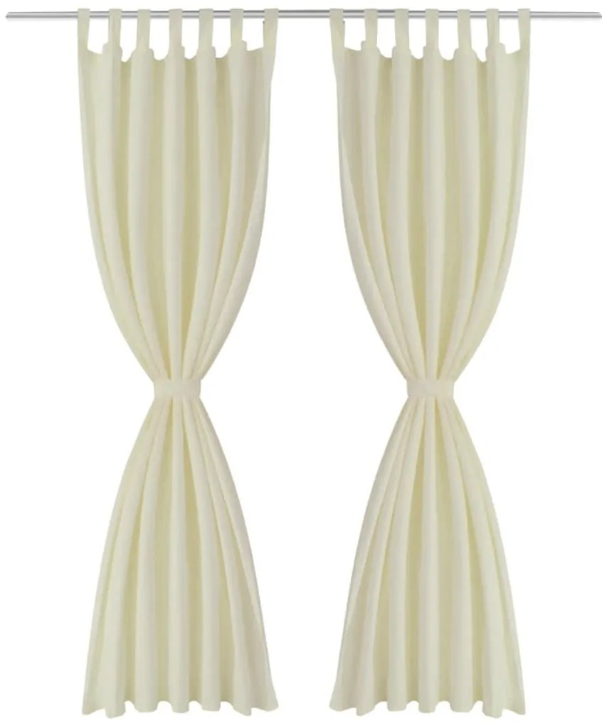 Cortinas de cetim com presilhas, 2 pcs, 140 x 175 cm, creme