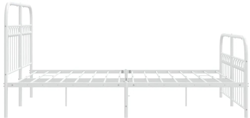 Estrutura de cama com cabeceira e pés 140x190 cm metal branco
