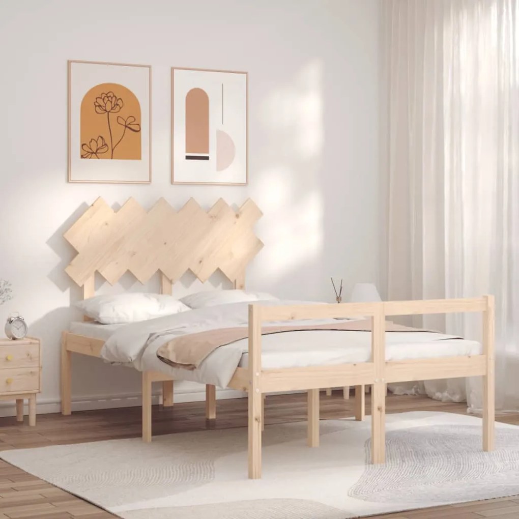 vidaXL Cama de casal para idosos com cabeceira madeira maciça