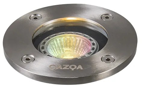 LED Foco de chão inteligente em aço inoxidável Incl. WiFi GU10 IP65 - Basic Round Moderno