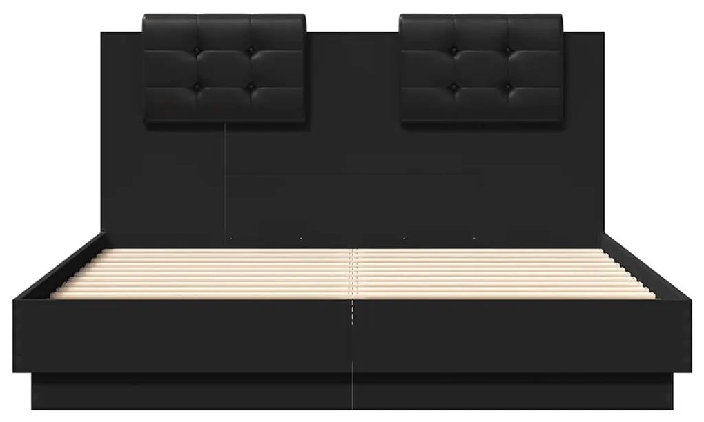 Estrutura cama c/ cabeceira 120x190 cm derivados madeira preto