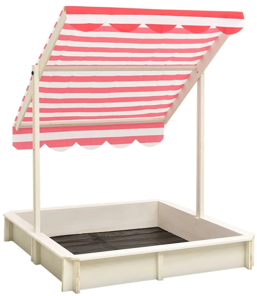Caixa de areia c/ telhado ajustável abeto UV50 branco/vermelho