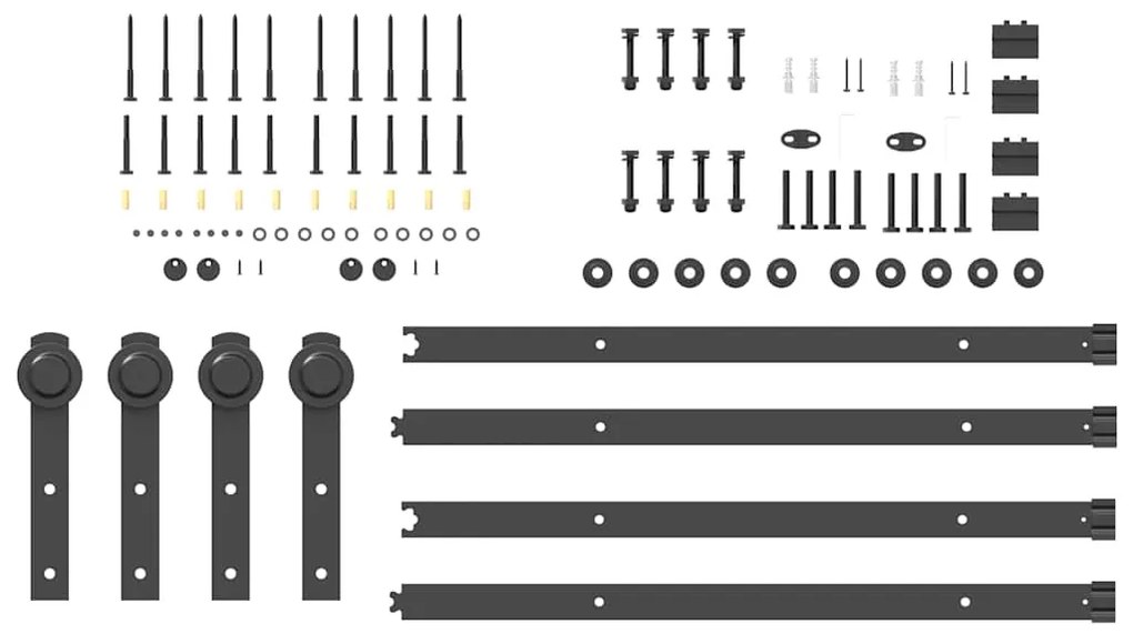 Kit de ferragens para porta deslizante 152,5 cm aço preto
