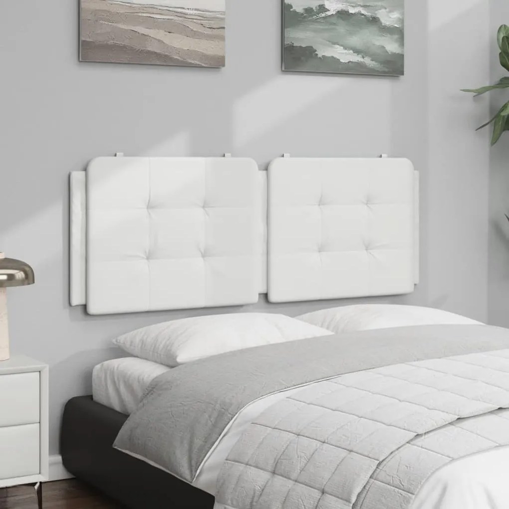 Almofadão de cabeceira 140 cm couro artificial branco