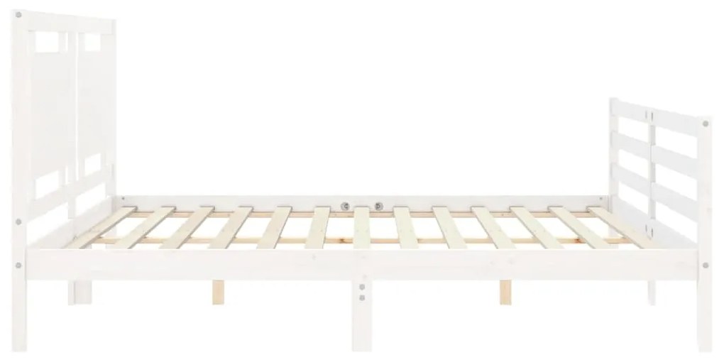 Estrutura de cama com cabeceira 200x200cm madeira maciça branco