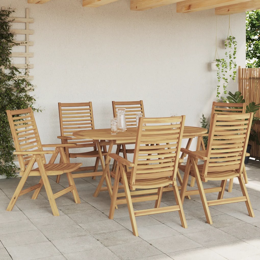 Conjunto de Jantar para Jardim vidaXL de 7 Peças Dobrável em Madeira M