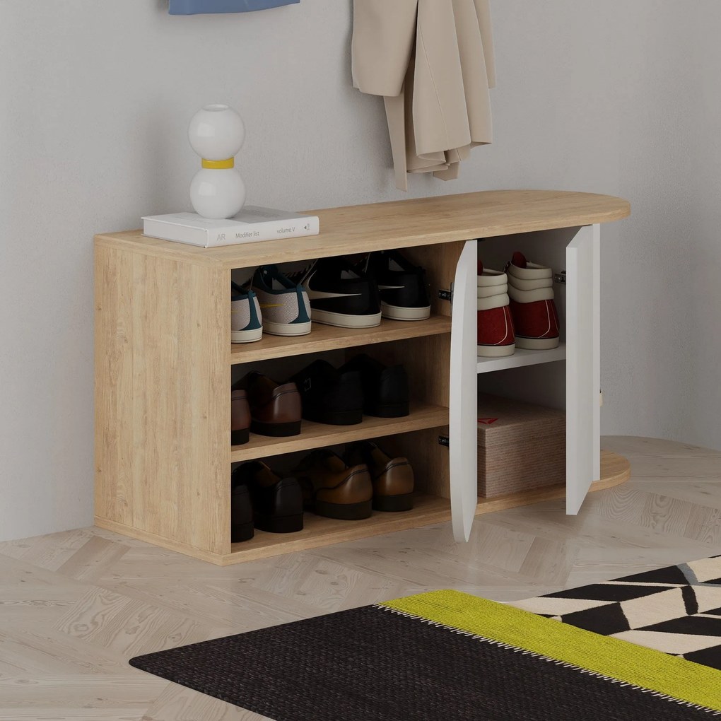 Sapateira Prag – Nogueira e Preto – 60x111x35 cm