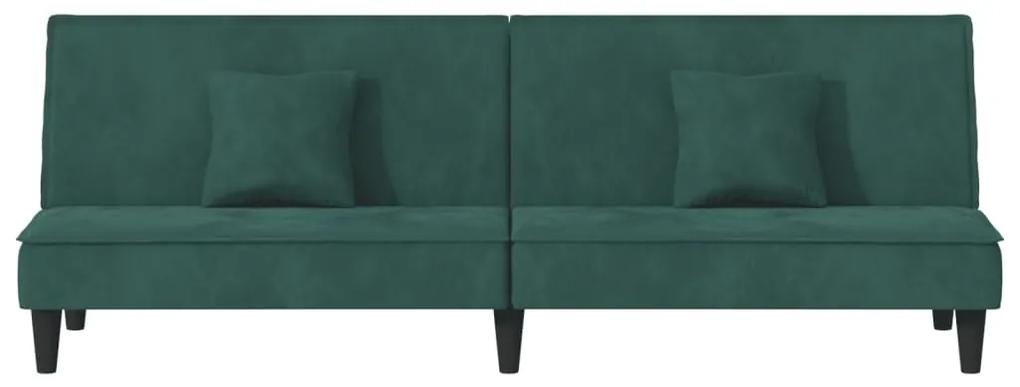 Sofá-cama veludo verde-escuro