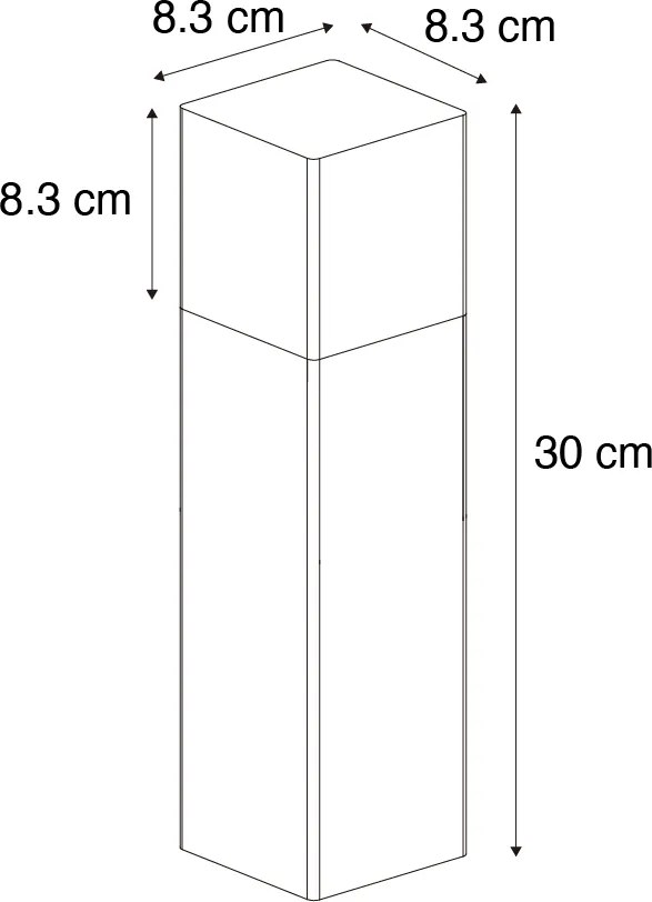 Candeeiro de exterior preto com vidro fumê, espeto de chão e passa-cabos 30cm IP44 - Denmark
