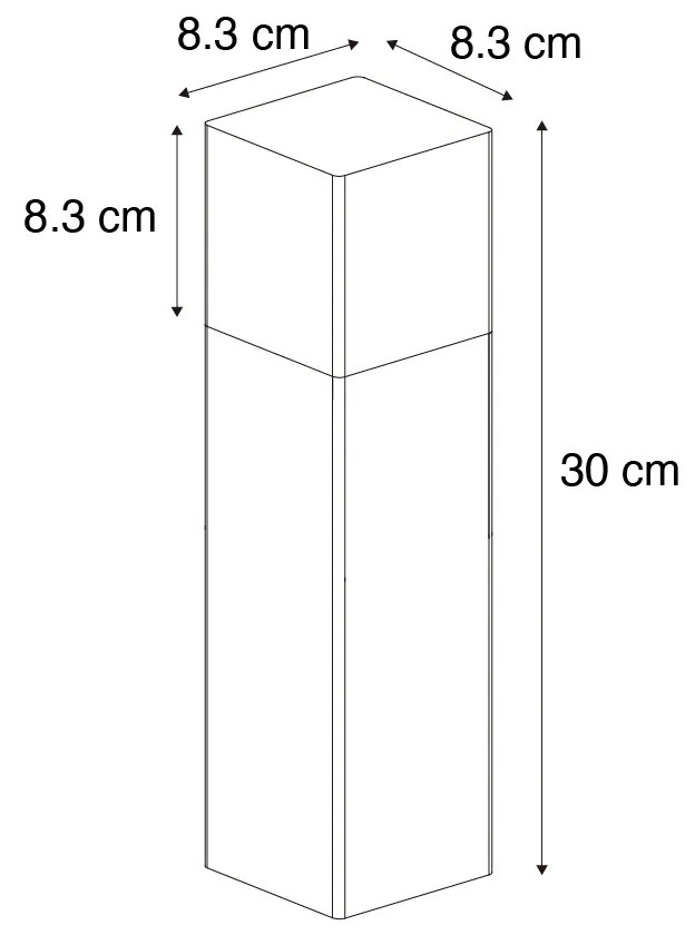 Candeeiro de pé para exterior preto com cúpula fumada 30 cm - Dinamarca