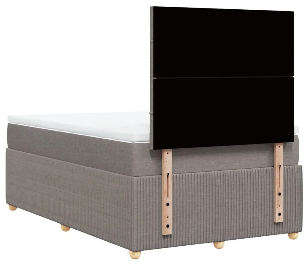 Cama boxspring c/ colchão 120x190cm tecido castanho-acinzentado