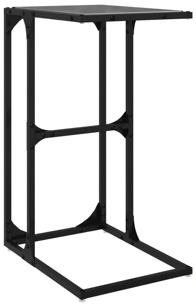 Mesa de apoio com vidro preto 40x30x61,5 cm aço