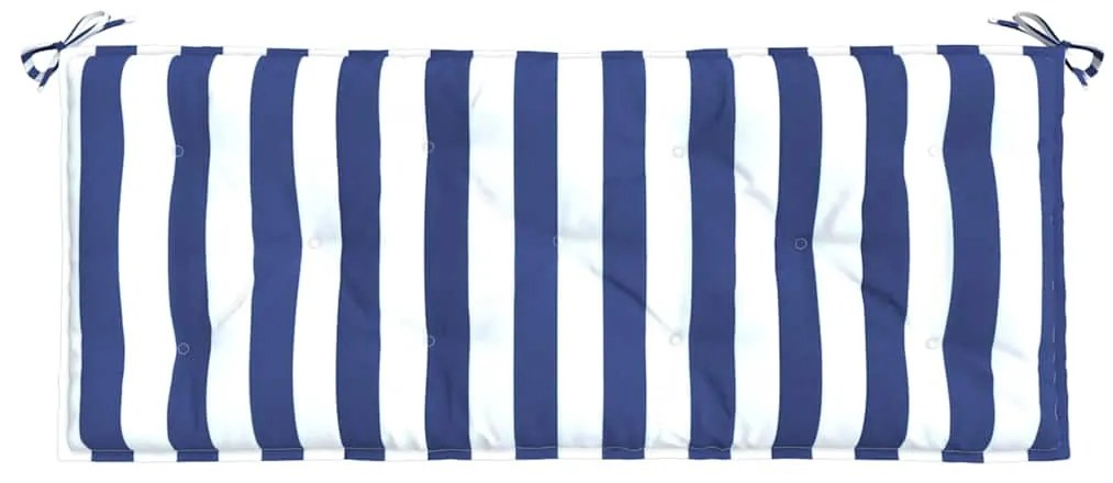 Almofadões p/ banco jardim 2 pcs 120x50x7 cm tecido azul/branco