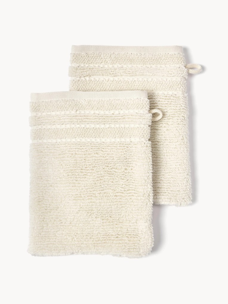 Luvas de banho com bordado às riscas Luxe, conjunto de 2