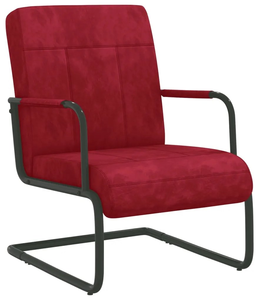 325793 vidaXL Cadeira cantilever veludo vermelho tinto