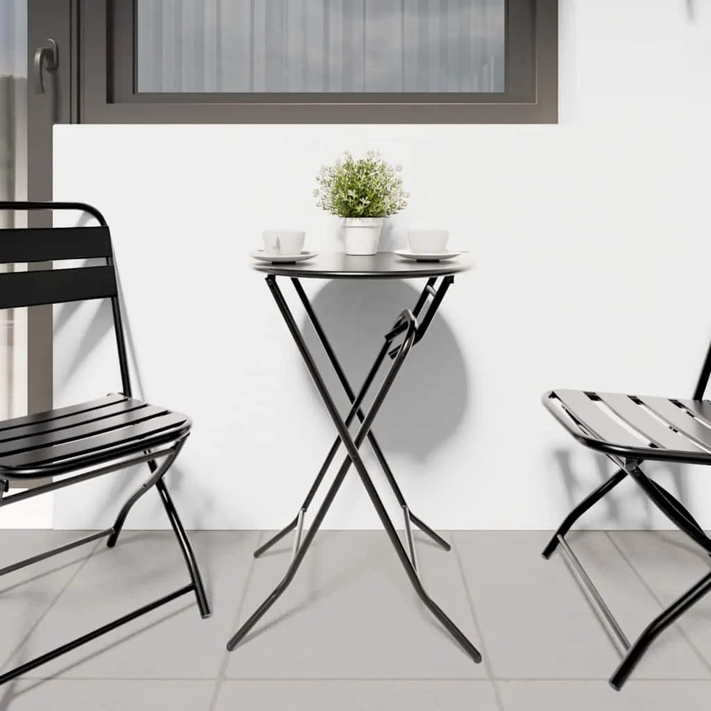 Mesa de Jardim Dobrável Antracite Ø50x72 cm Aço