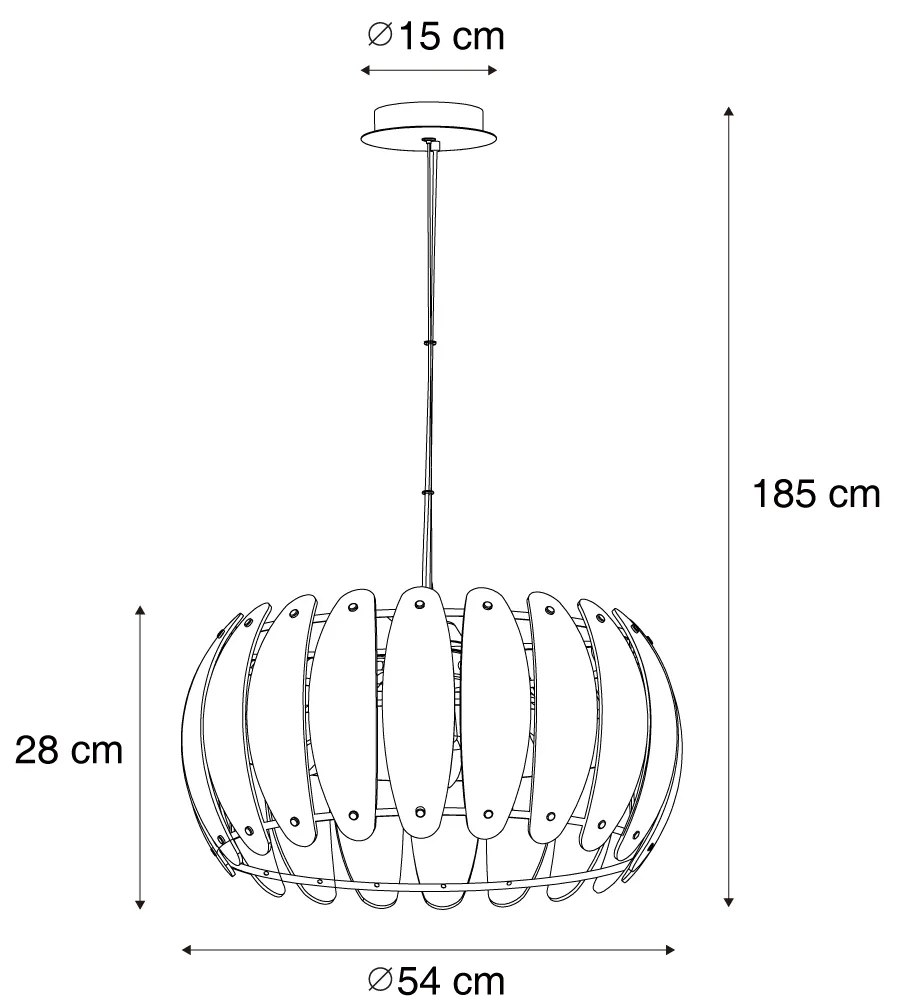 Candeeiro suspenso de design preto com vidro fumado redondo 6 luzes - Mochan Moderno