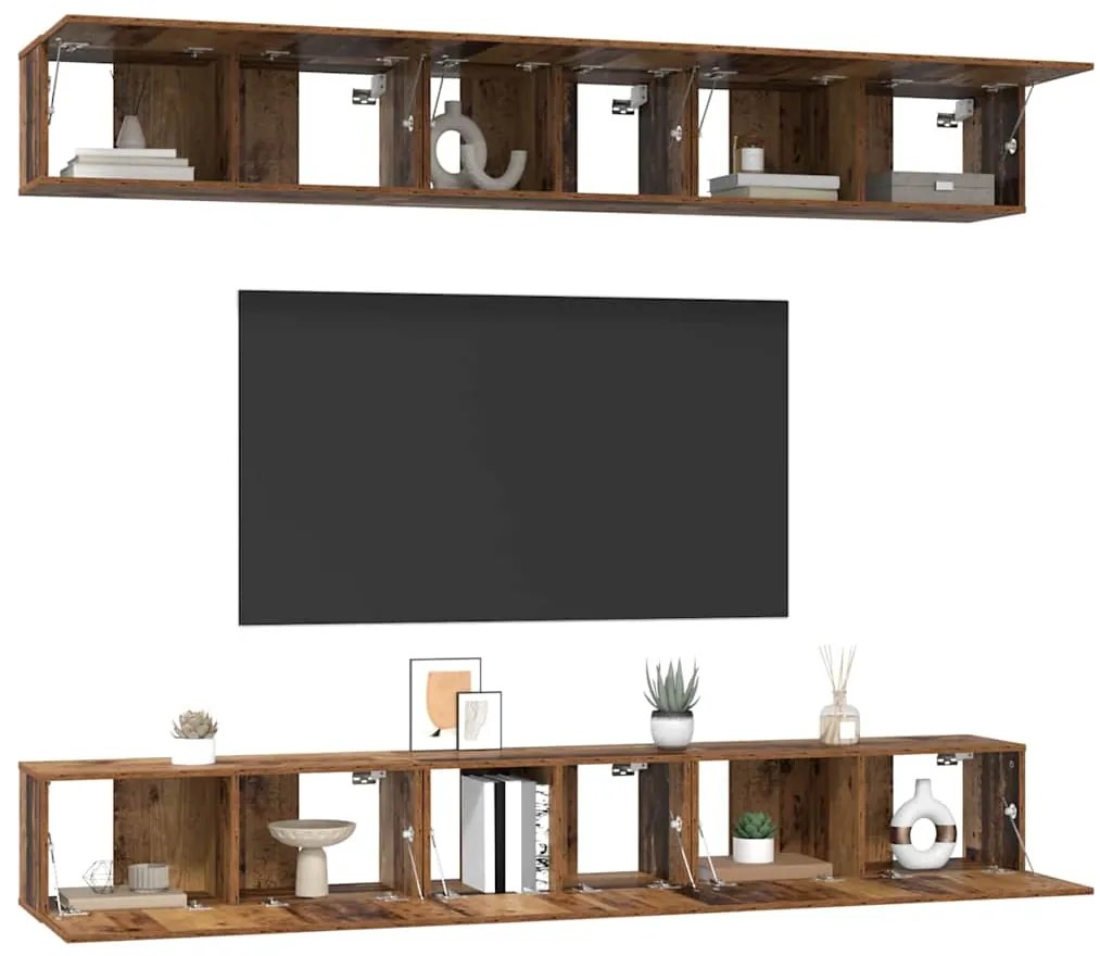 Conjunto de móvel de TV 6 pcs Madeira antiga 60 x 30 x 35 cm