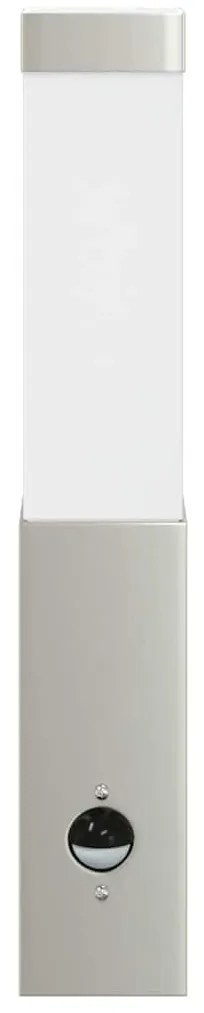 Luz de Parede Externa com Sensor Prateada Aço Inoxidável IP44