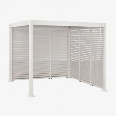 Pérgola Bioclimática De Alumínio Com Lâminas E Painéis Laterais Druvia Gardénia Branco & 3 X 3 M - Sklum