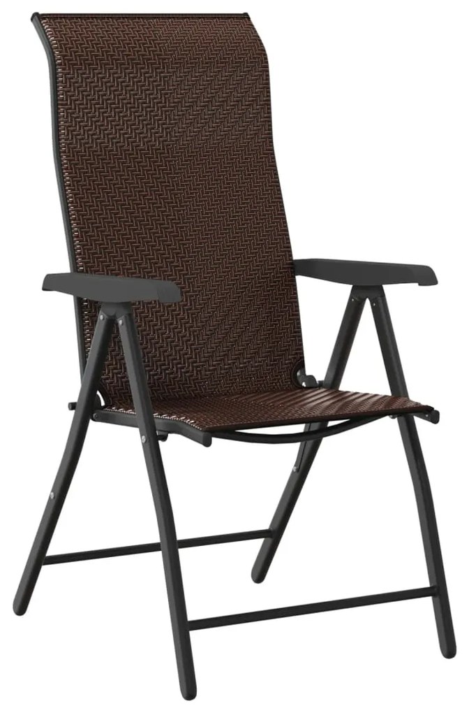 Cadeiras de jardim dobráveis 2 pcs vime PE castanho