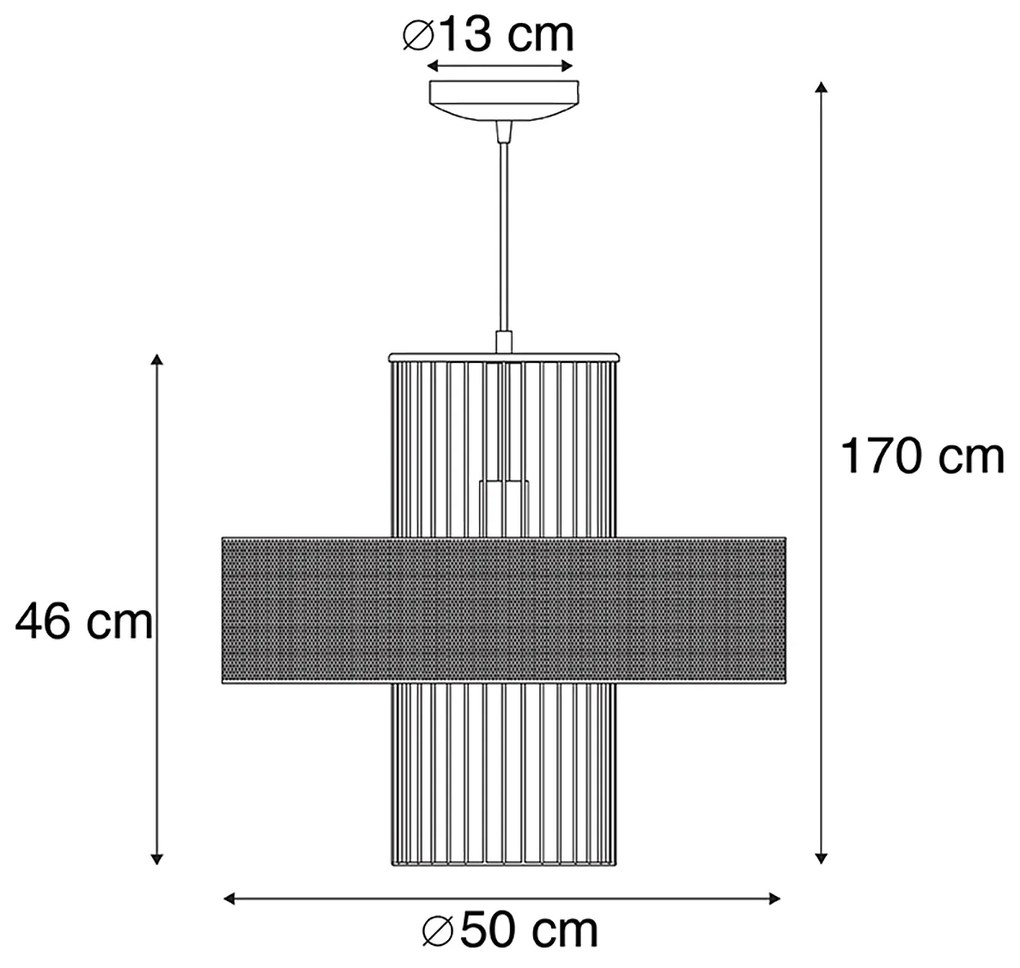 LED Candeeiro suspenso inteligente dourado com preto 50 cm incl. Wifi G95 - Tess Design