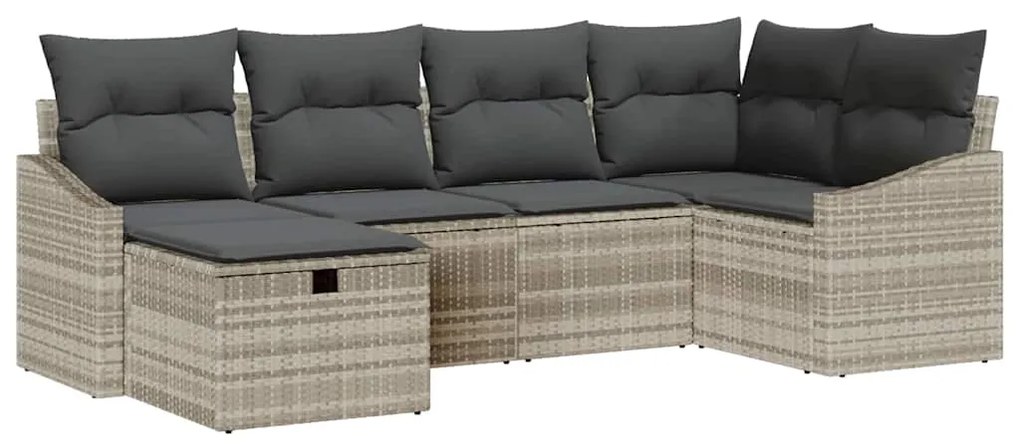 Conjunto de Sofá de Jardim de 6 Peças Com Almofadas Bege Rattan Polipr