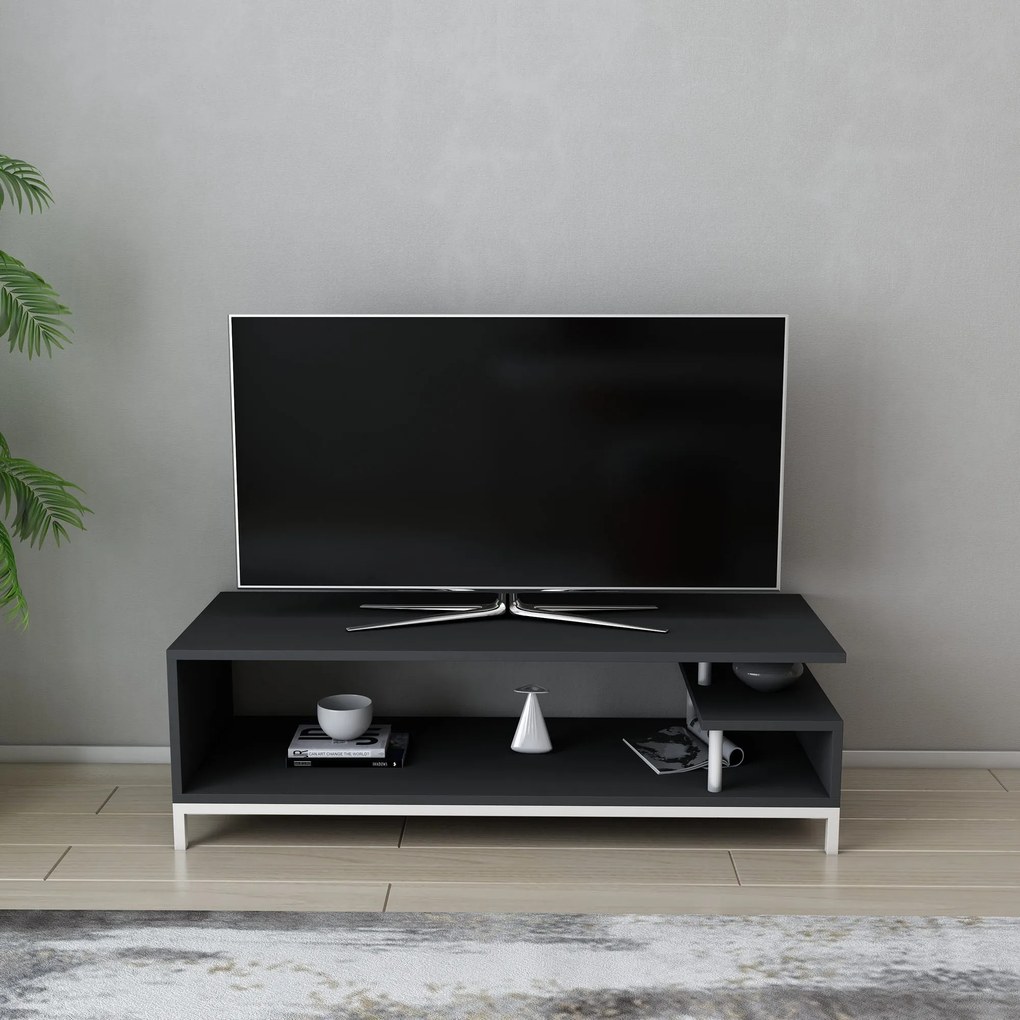 Móvel TV Reilly – Branco/Antracite – 120x44,6x37,6 cm