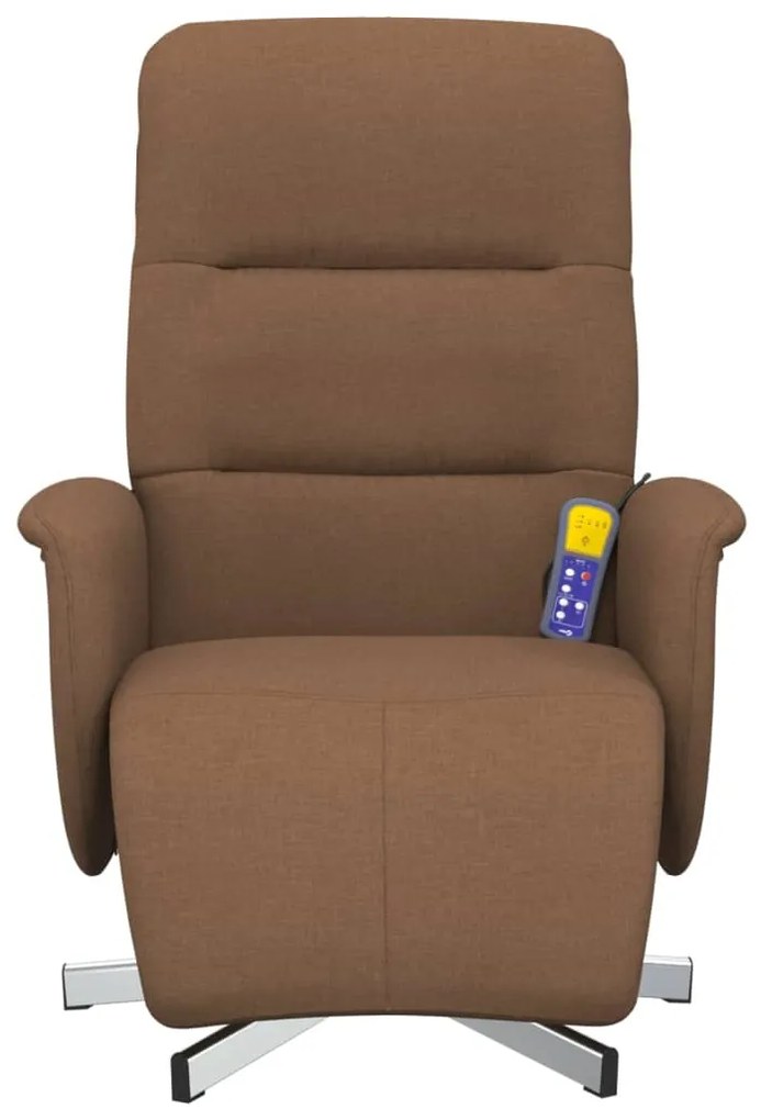 Cadeira de massagens reclinável c/ apoio de pés tecido castanho